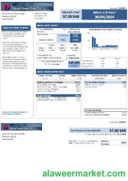 Saudi Arabia Saudi Petro Gas business utility bill, Word and PDF template